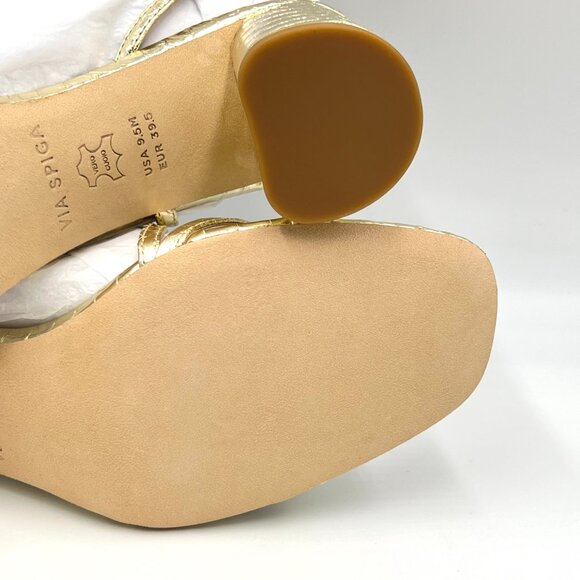 Via Spiga Womens Size 9.5 Roslyn Platino Gold Leather Dress Sandals Heels Shoes - Picture 10 of 12